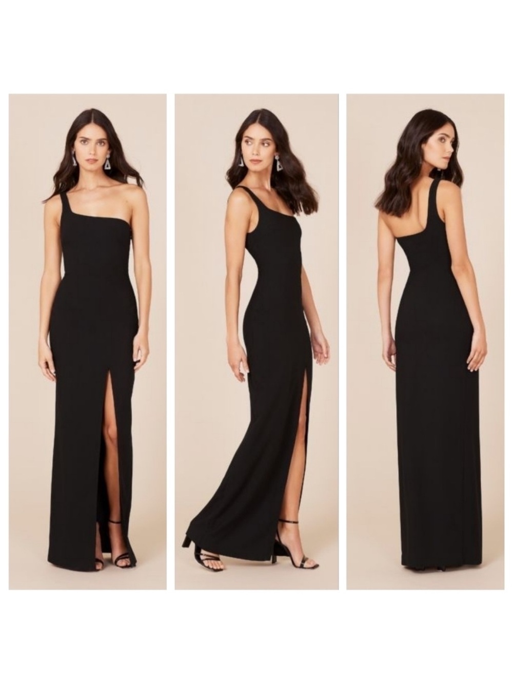 Likely Elegant One-Shoulder Black Evening Gown